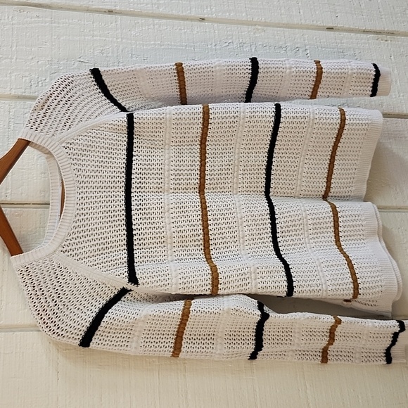 CALVIN KLEIN Women's Striped Knit Sweater Lightweight Everyday Office Casual - Picture 2 of 8